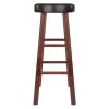 Maria 2-Pc Cushion Seat Bar Stool Set; Espresso & Walnut